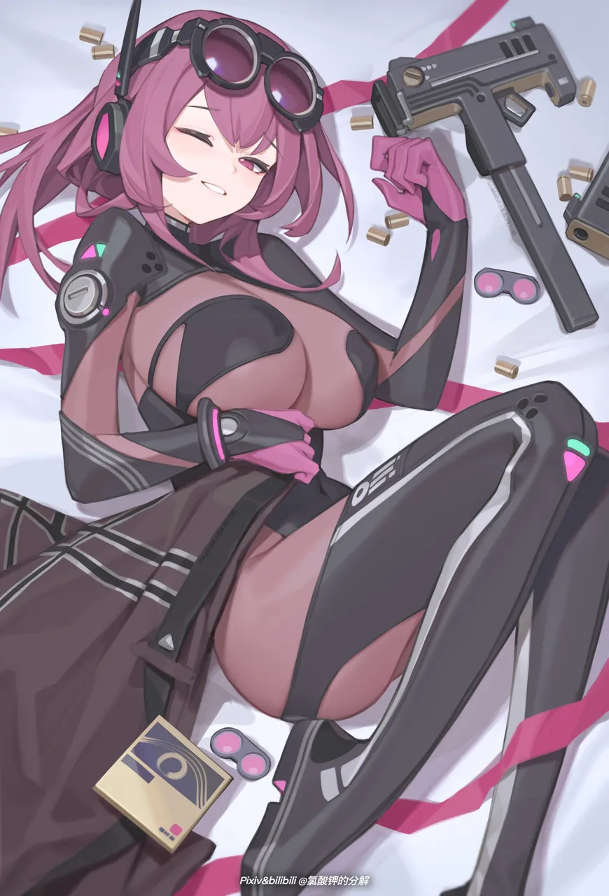 1girl alternate_costume bodystocking breasts gloves goggles goggles_on_head grin large_breasts long_hair looking_at_viewer one_eye_closed purple_eyes purple_gloves purple_hair smile solo thighs bilibili_xiaolu honkai__star_rail honkai__series kafka__honkai__star_rail