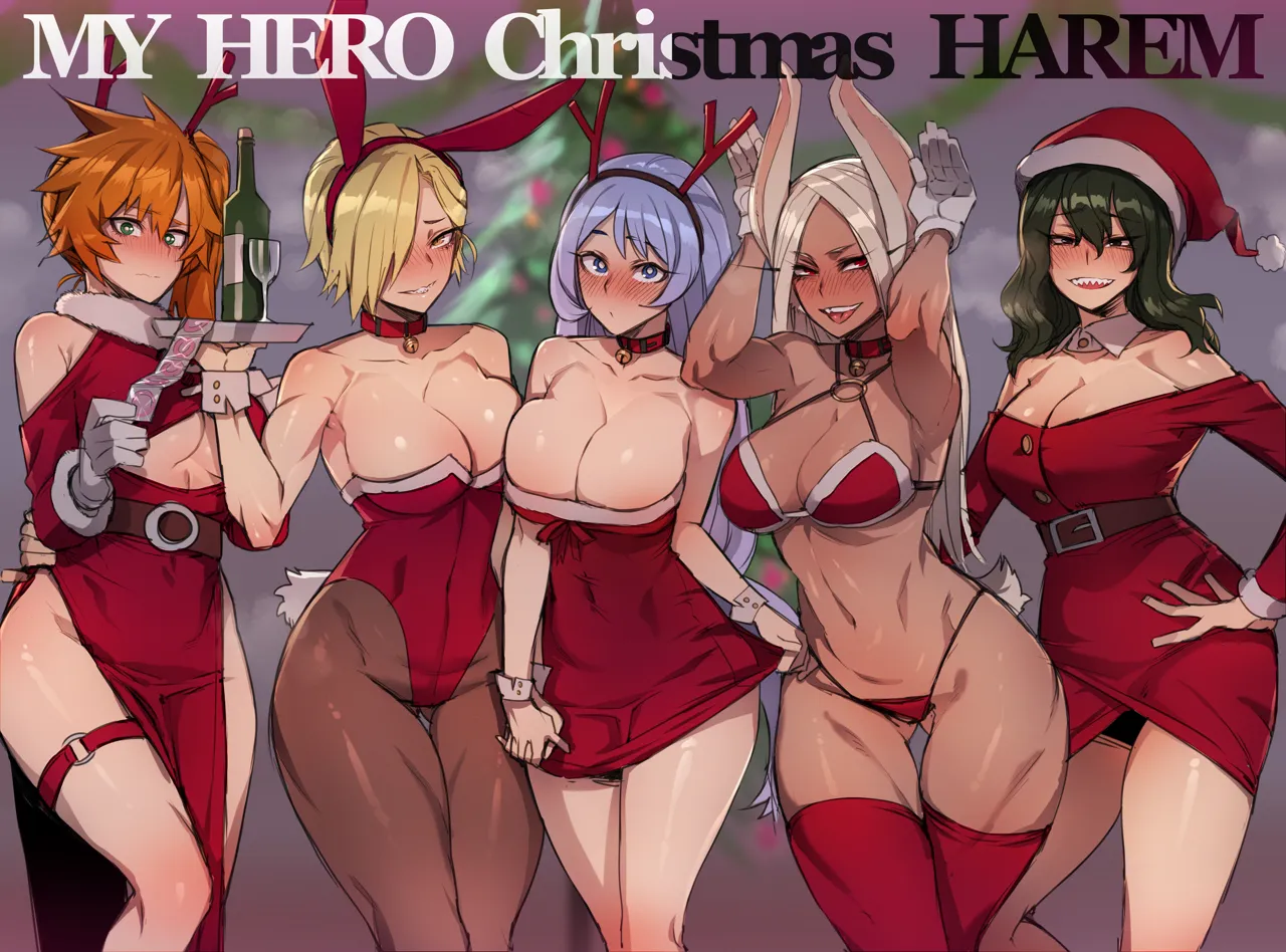 5girls animal_ears antlers ass_visible_through_thighs bare_shoulders bell belt belt_collar bikini blonde_hair blue_eyes blurry blurry_background blush boku_no_hero_academia breasts bright_pupils brown_belt brown_pantyhose christmas_tree cleavage closed_mouth collar condom condom_packet_strip condom_wrapper covered_navel dark_skin dark_skinned_female depth_of_field dress fake_animal_ears gloves green_eyes hado_nejire hair_over_one_eye hairband hand_on_own_hip hands_up hat highleg highleg_leotard holding holding_tray horns jingle_bell kendo_itsuka large_breasts leotard long_hair looking_at_viewer mirko multiple_girls neck_bell off_shoulder off_shoulder_dress one_eye_covered open_mouth orange_hair pantyhose parted_bangs pelvic_curtain playboy_bunny purple_hair rabbit_ears rabbit_pose ratatatat74 red_bikini red_dress red_eyes red_leotard red_thighhighs reindeer_antlers ryuukyuu santa_costume santa_hat sharp_teeth short_dress side_ponytail smile standing strapless strapless_leotard swimsuit teeth thigh_gap thighhighs tokage_setsuna tongue tongue_out tray upper_teeth_only white_gloves white_pupils yellow_eyes