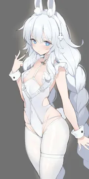 1girl animal_ears azur_lane bare_shoulders blue_eyes braid breasts closed_mouth clothing_cutout covered_navel diamond__shape diamond_shaped_pupils fake_animal_ears frilled_leotard frills grey_background hairband hand_up highleg highleg_leotard le_malin__azur_lane le_malin__listless_lapin__azur_lane leotard long_hair looking_at_viewer official_alternate_costume pantyhose playboy_bunny rabbit_ears serin199 side_cutout simple_background skindentation small_breasts solo symbol_shaped_pupils thigh_strap thighs twin_braids very_long_hair white_hair white_leotard white_pantyhose wrist_cuffs
