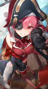 1girl barrel bent_over bird black_coat black_shoes blue_brooch breasts brown_thighhighs cleavage coat cropped_jacket detached_collar double_parted_bangs eyepatch gloves hat jacket large_breasts leotard leotard_under_clothes looking_at_viewer neckerchief ocean pink_hair pirate pirate_costume pirate_hat pirate_ship pleated_skirt red_eyes red_jacket red_neckerchief red_skirt seabird seagull see_through_cleavage see_through_clothes shoes sidelocks skirt sky sleeveless sleeveless_jacket smile standing thighhighs twintails virtual_youtuber white_gloves monoco55 hololive houshou_marine__hololive houshou_marine__1st_costume__hololive