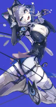 1girl animal_ear_fluff animal_ears animal_hood armored_boots between_breasts black_gloves blue_background boots breasts cat_ears cat_girl cat_hood cat_tail coin elbow_gloves fang fingerless_gloves gloves gold_boots gold_coin holding holding_jewelry holding_ring hood jewelry large_breasts mole mole_on_breast ring short_hair_with_long_locks short_shorts shorts skin_fang solo tail thighs white_shorts sanshoku_dango__shukosuko honkai__star_rail honkai__series cipher__honkai__star_rail