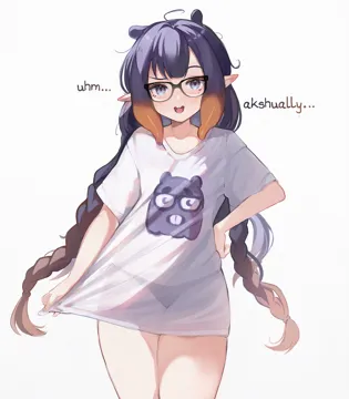 1girl ahoge bare_shoulders bikini black_framed_eyewear black_hair black_panties braid buck_teeth freckles glasses gradient_hair hand_on_own_hip hololive hololive_english koahri long_hair looking_at_viewer messy_hair multicolored_hair nerd_emoji ninomae_ina_nis open_mouth orange_hair panties pointy_ears purple_eyes see_through_clothes shirt_tug side_tie_bikini_bottom sidelocks smile solo swimsuit takodachi__ninomae_ina_nis teeth tentacle_hair twin_braids underwear upper_teeth_only very_long_hair virtual_youtuber