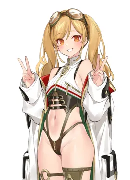 1girl azur_lane bare_shoulders belt_buckle blonde_hair breast_zipper breasts buckle coat collared_shirt cowboy_shot crop_top crotch_zipper double_v eyewear_on_head goggles goggles_on_head leonardo_da_vinci__azur_lane long_hair looking_at_viewer navel o_ring o_ring_thigh_strap off_shoulder one_piece_swimsuit open_clothes open_coat popqn shirt simple_background sleeveless sleeveless_shirt small_breasts smile solo standing stomach swimsuit thigh_strap thighs twintails white_background white_coat white_shirt zipper zipper_pull_tab