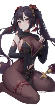 1girl alternate_costume black_bodysuit black_gloves black_hair black_pantyhose blush bodysuit bodysuit_under_clothes breasts china_dress chinese_clothes closed_mouth dated dress elbow_gloves fingerless_gloves floating_hair flower_knot genshin_impact gloves gold_trim green_eyes hair_between_eyes hair_ribbon hayan large_breasts long_hair looking_at_viewer mona__genshin_impact pantyhose pelvic_curtain red_ribbon red_trim ribbon seiza shrug__clothing side_slit simple_background sitting skindentation solo sparkle_print strapless strapless_dress swept_bangs thigh_strap thighs twintails white_background