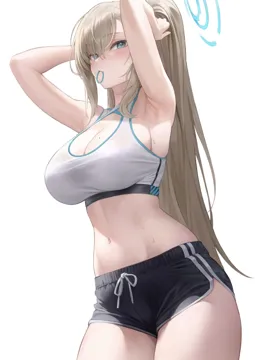 1girl alternate_costume armpits arms_behind_head arms_up asuna__blue_archive bare_shoulders blonde_hair blue_archive blue_eyes blush breasts cleavage collarbone dolphin_shorts hair_over_one_eye hair_tie hair_tie_in_mouth halo hand_in_own_hair hands_in_hair holding holding_own_hair large_breasts long_hair looking_at_viewer mole mole_on_breast mouth_hold navel ponytail presenting_armpit preview__preview0 shorts sideboob solo sports_bra stomach thighs tying_hair very_long_hair white_background white_sports_bra