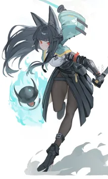 1girl animal_ear_fluff animal_ears black_boots black_gloves black_hair black_pantyhose black_skirt blunt_bangs boots breasts closed_mouth floating_hair fox_ears fox_girl full_body gloves green_jacket high_waist_skirt high_heel_boots high_heels holding holding_sword holding_weapon jacket katana large_breasts long_hair looking_at_viewer pantyhose serious shirt sidelocks simple_background skirt solo sword weapon white_background white_shirt wide_sleeves crunchy__namtaehyeon1234 zenless_zone_zero hoshimi_miyabi__zenless_zone_zero tailless__zenless_zone_zero