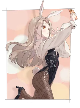 1girl _o animal_ear_hairband animal_ears black_leotard blonde_hair breasts brown_pantyhose cellphone colored_eyelashes earrings fake_animal_ears fake_tail fishnet_pantyhose fishnets hairband hiphighs holding holding_phone jewelry leotard long_hair looking_at_phone orange_eyes pantyhose phone playboy_bunny rabbit_ear_hairband rabbit_ears rabbit_tail small_breasts solo standing standing_on_one_leg straight_hair stud_earrings tail very_long_hair soojoo_h gakuen_idolmaster idolmaster shinosawa_hiro