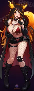_p 1girl akuma_nihmune akuma_nihmune__cosplay animal_ears bare_shoulders belt bikini black_boots black_choker black_coat black_gloves black_hair black_nails black_skirt blonde_hair bodystocking boots breasts chain choker cleavage clickdraws coat collar cosplay curvy finger_to_mouth fingerless_gloves fishnet_bodystocking fishnet_pantyhose fishnets full_body fur_trim gloves gradient_hair halterneck hand_up heart heart_shaped_pupils indie_virtual_youtuber knee_boots knee_pads large_breasts long_hair long_sleeves looking_at_viewer microskirt multicolored_hair nail_polish naughty_face navel off_shoulder one_eye_closed open_clothes open_coat open_mouth orange_eyes pantyhose red_bikini side_tie_bikini_bottom side_tie_peek sinder__vtuber single_knee_pad skindentation skirt smile solo standing stomach streaked_hair string_bikini swimsuit symbol_shaped_pupils tail thigh_strap thighs tongue tongue_out two_tone_hair unzipped very_long_hair virtual_youtuber wolf_ears wolf_girl wolf_tail zipper
